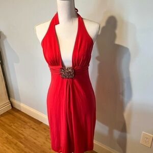 Mary L Couture Vibrant Red Backless Dress